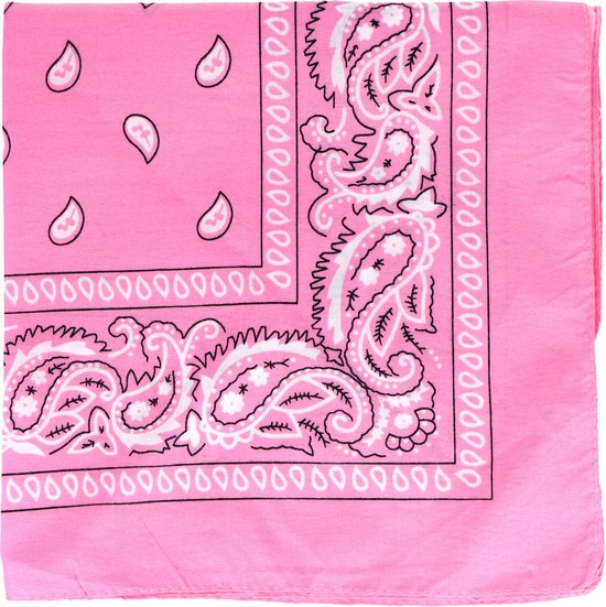 Bandana - roze - boeren zakdoek - dames/heren - vierkant - cowboy verkleedkleding