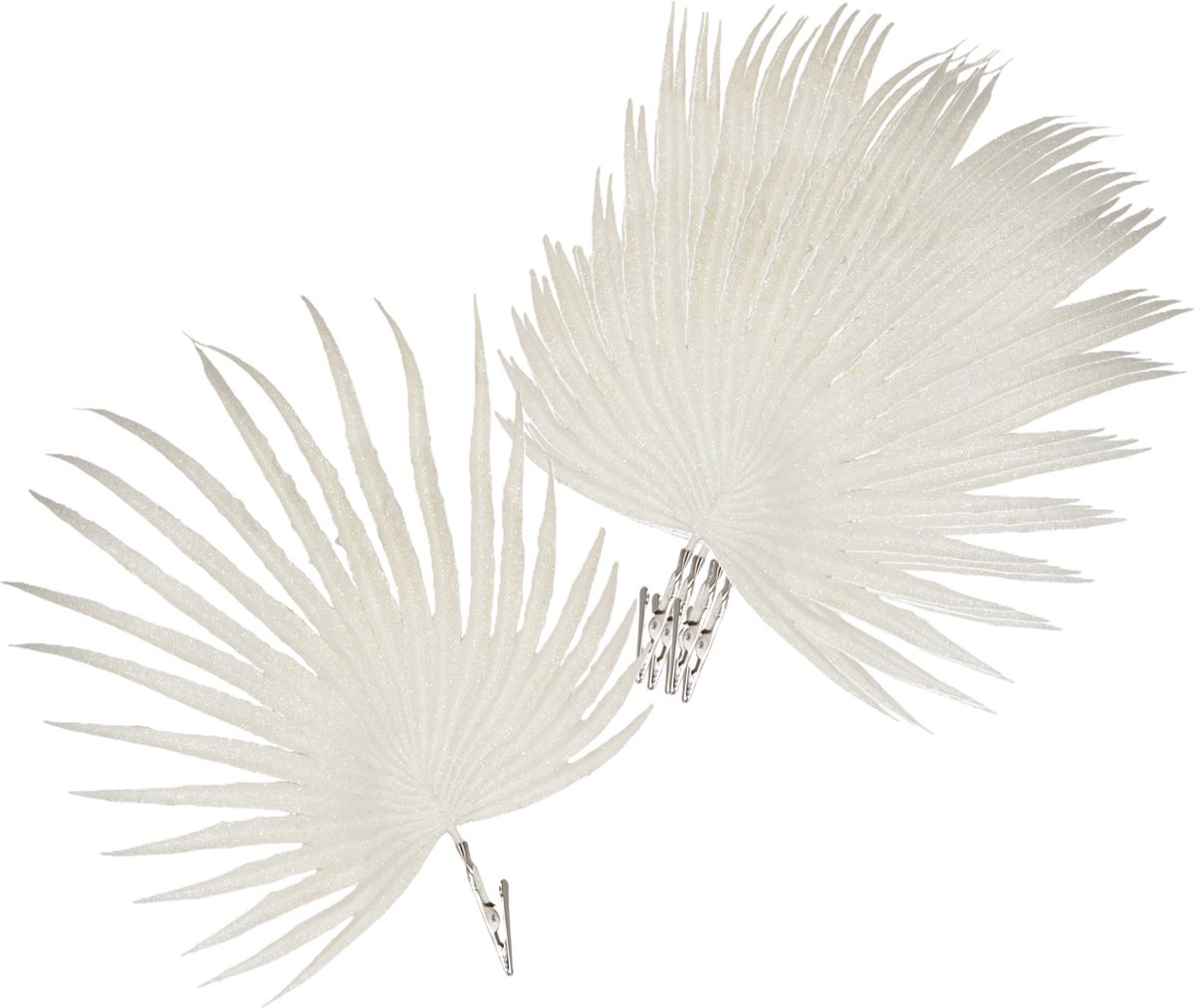 Othmar Decorations Kerstboom bladeren/takken - 6x st - op clip - wit - 27 x 25 cm
