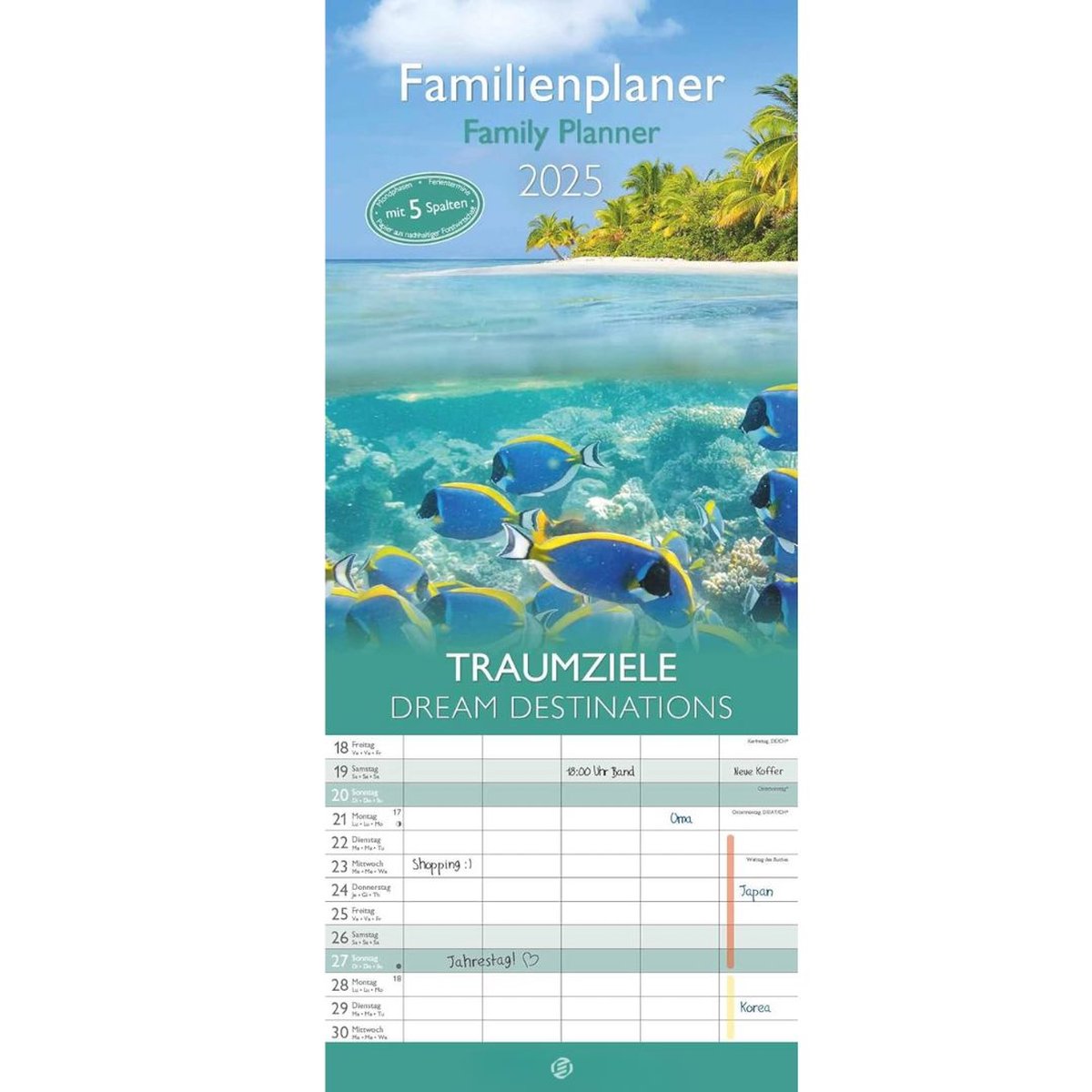 Equivera Famillieplanner 2025 - Familyplanner 2025 - Gezinsplanner - Kalender - Weekplanner - Weekoverzicht - tot 18 Maanden