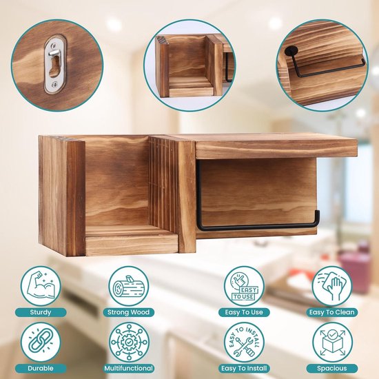 houten-wc-rolhouder-met-plankje-voor-aan-de-wand-toiletpapier-houder
