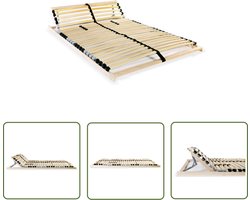 vidaXL Massieve Houten Frame - Lattenbodem - Lattenbodem met 28 latten 7 zones 140x200 cm - Beukenhouten Latten - Ondersteuning - Comfort