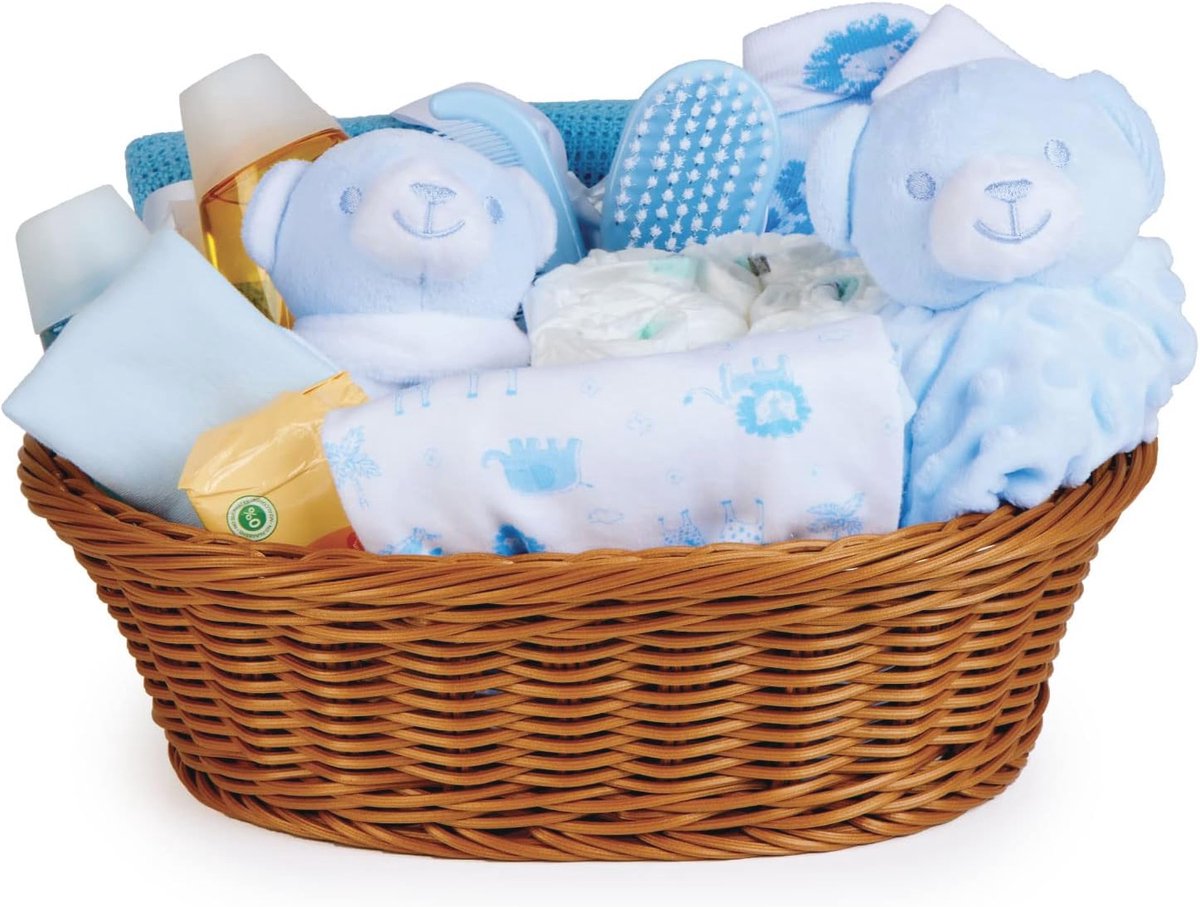 Wasmandje met Babykleertjes en Speelgoed - Perfect Kraamcadeau voor Jongens