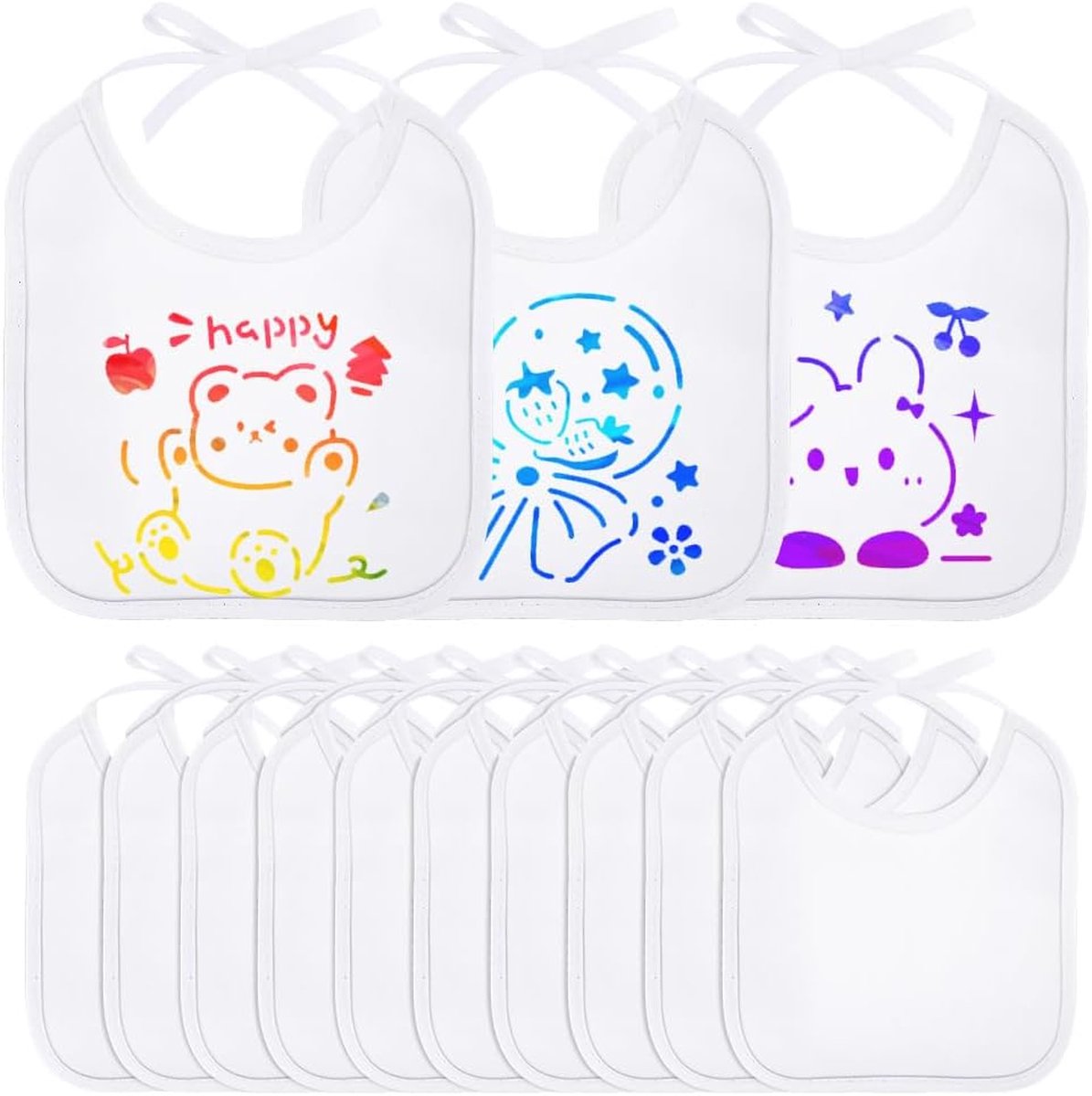 13-delige katoenen slabbetjes set voor baby's - creatief cadeau voor babyshowers