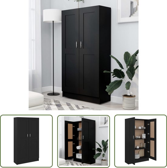 Bibliothèque The Living Store - 82,5 x 30,5 x 150 cm - Zwart