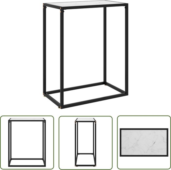 The Living Store Table murale 60x35x75 cm verre trempé blanc - Table