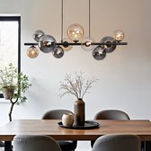 LumenXL LumenXL - Design hanglamp Deka - Zwart - Amber - Smoke glas - 10-lichts - Eetkamer - G9