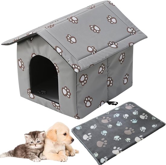 Knus Buitenkattenhuis Winterklaar – Opvouwbaar, Waterdicht & Lekker Warm Voor Kat, Kleine Hond Of Ander Kleintje (40x38x35 Cm)