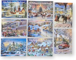 100 Luxe Kerst- en Nieuwjaarskaarten - 9,5x14cm - 10 x 10 dubbele kaarten met enveloppen - serie Christmas