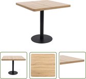 Table Bistro The Living Store - MDF avec motif grain de bois - Pied en acier - Nettoyable - Marron clair et noir - 80x80x75 cm