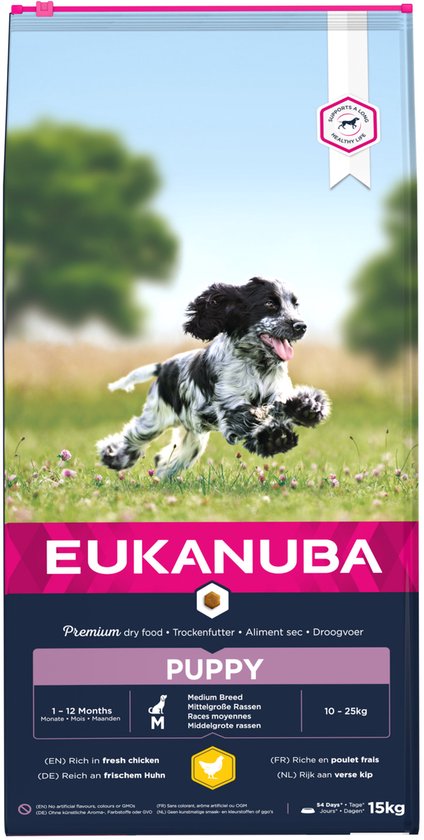 Eukanuba Dog Puppy Medium Breed- Kip - Puppyvoer - 15 kg