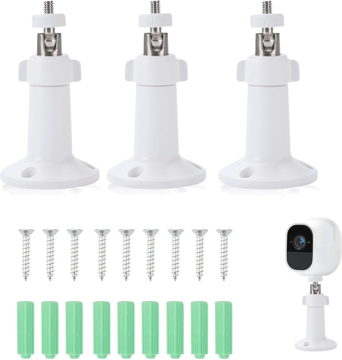 Verstelbare Wandhouder voor Beveiligingscamera - 3 Stuks, 360° Draaifunctie, Flexibele Camera Accessoires voor Binnen en Buiten, Wit