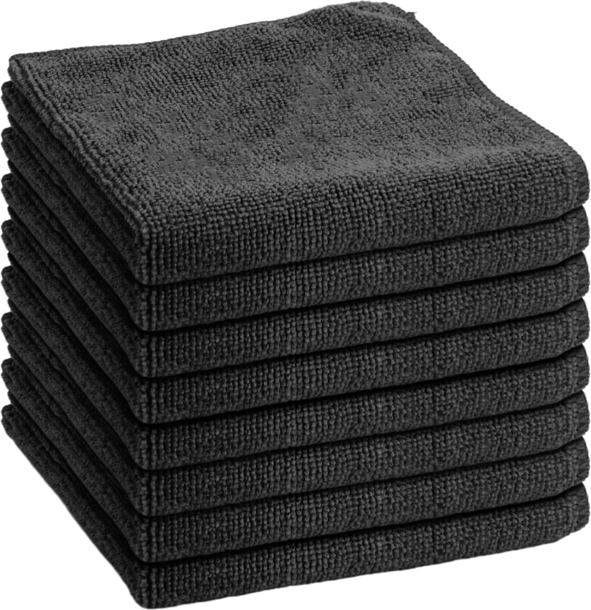 Goedkoopste Veelzijdige Microvezeldoeken voor Vlekkeloze Reiniging - Set van 8 Stuks, Zwart, 30 x 30 cm