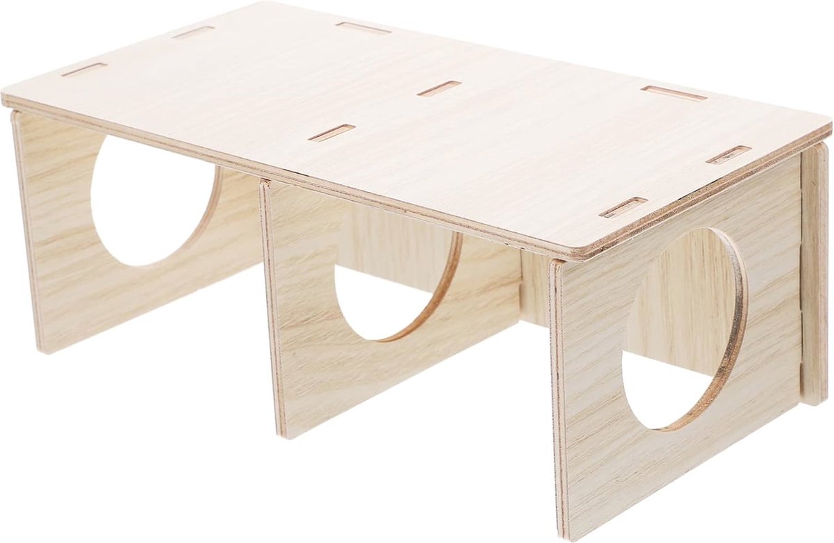 Houten Hamsterhuis met 3 Kamers - Comfortabele Schuilplaats voor Hamsters en Cavias
