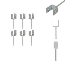 vidaXL - Grondankers - 6 - st - 8x6x30 - cm - gegalvaniseerd - staal - zilverkleurig