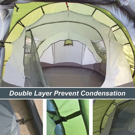 Ruime pop-up tent voor 6 personen - Dubbellaagse waterdichte instanttent met vestibule en automatische opstelling van Forceatt — afbeelding 4
