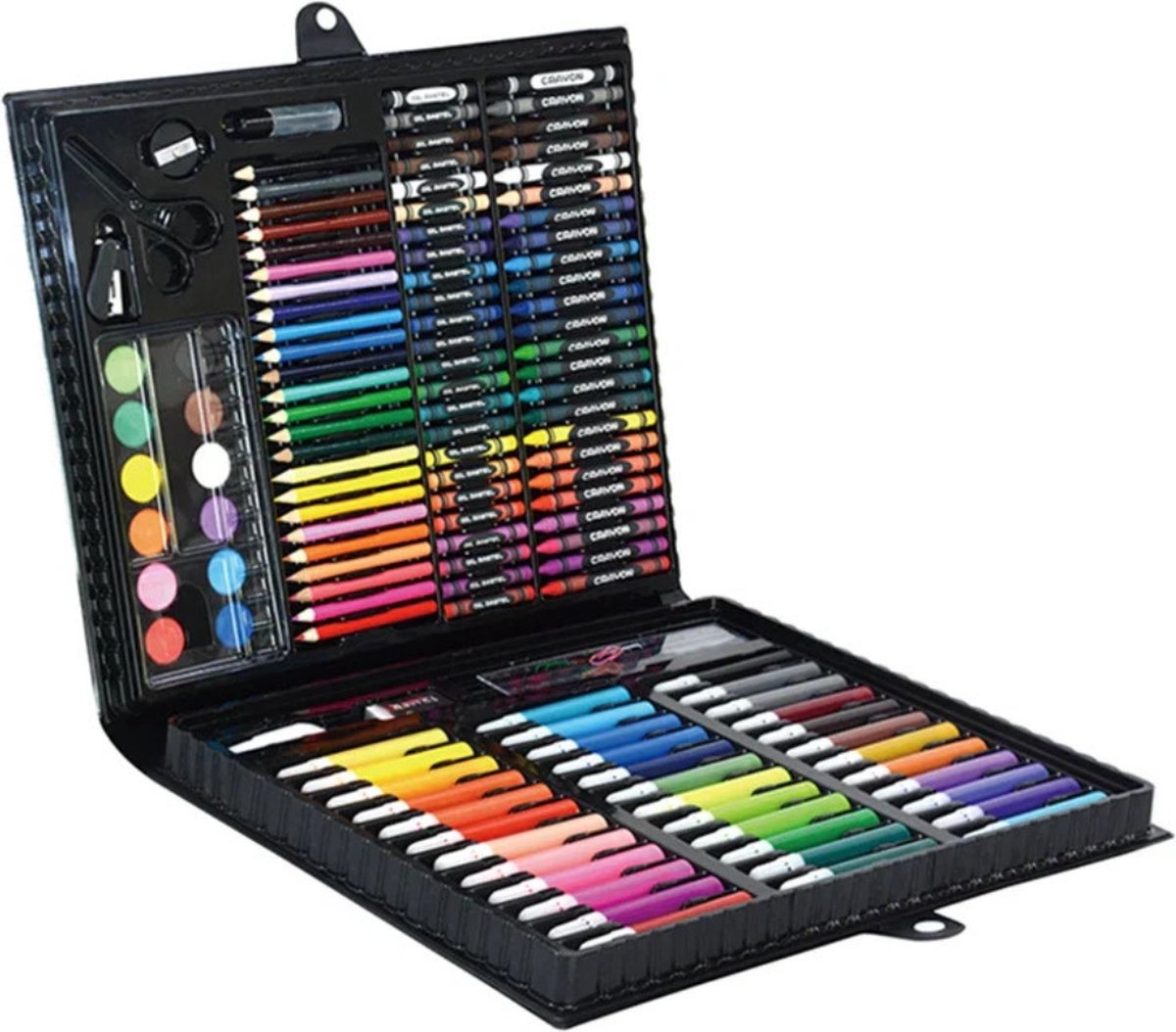 Jojoy - Tekendoos Voor Kinderen - Tekenkoffer - Tekenset - Schilderset - 150 Delig - Kleurpotloden - Waterverf - Potloden - Kleurkoffer - ARTDECK