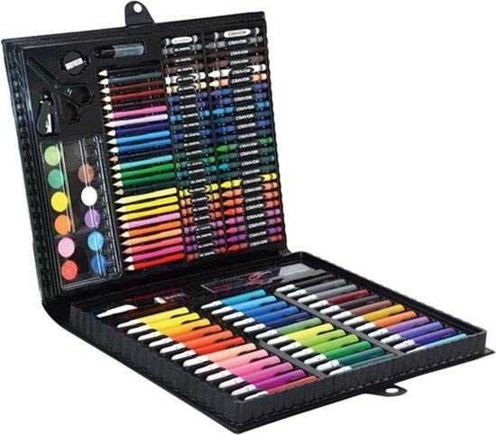 Jojoy - Tekendoos Voor Kinderen - Tekenkoffer - Tekenset - Schilderset - 150 Delig - Kleurpotloden - Waterverf - Potloden - Kleurkoffer - ARTDECK