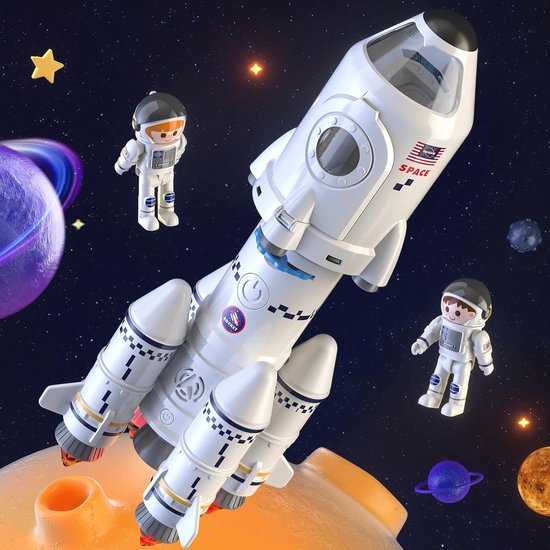 Herenear Fusée Jouet Espace, Navette Spatiale Jouets, 5 en 1 Station