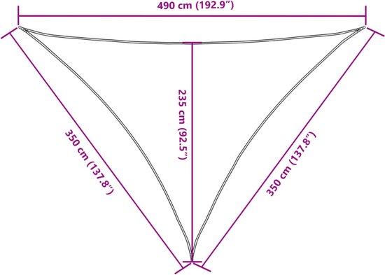 vidaXL Voile d'ombrage triangulaire Beige 3,5 x 3,5 x 4,9 m - Tissu Oxford enduit PU - Parasol