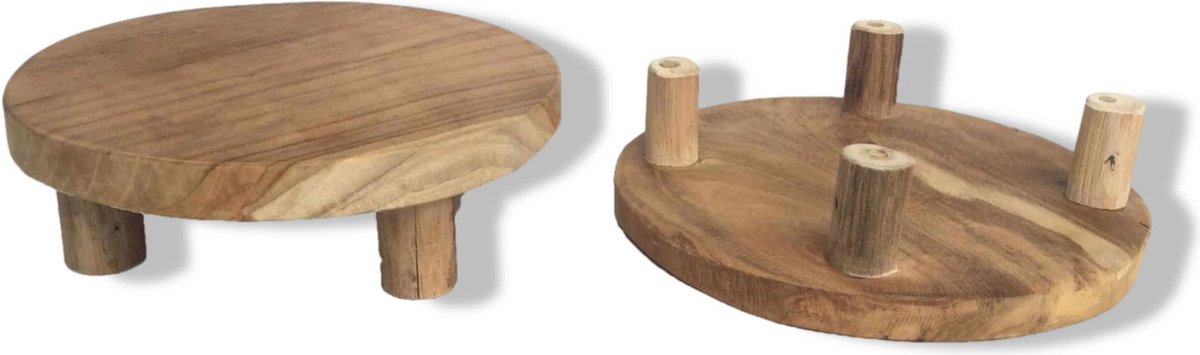 Houten tableau op pootjes - doorsnee 20 cm - — cadeau in Wonen & Interieur - foto 3