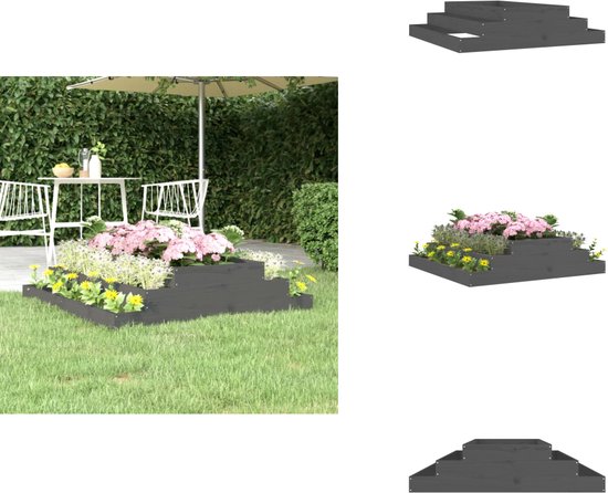 vidaXL Jardinière surélevée Grijs - 110 x 110 x 27 cm - Bois de pin Massief - Pot de fleur