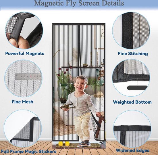 BARJEAR Magneet warmtewerend gordijn voor deuren, deurgordijn, koudebescherming, 90 x 210 cm, thermisch deurgordijn, isolatiegordijn, thermogordijn, huisdiervriendelijk, waterdicht, winddicht, voor