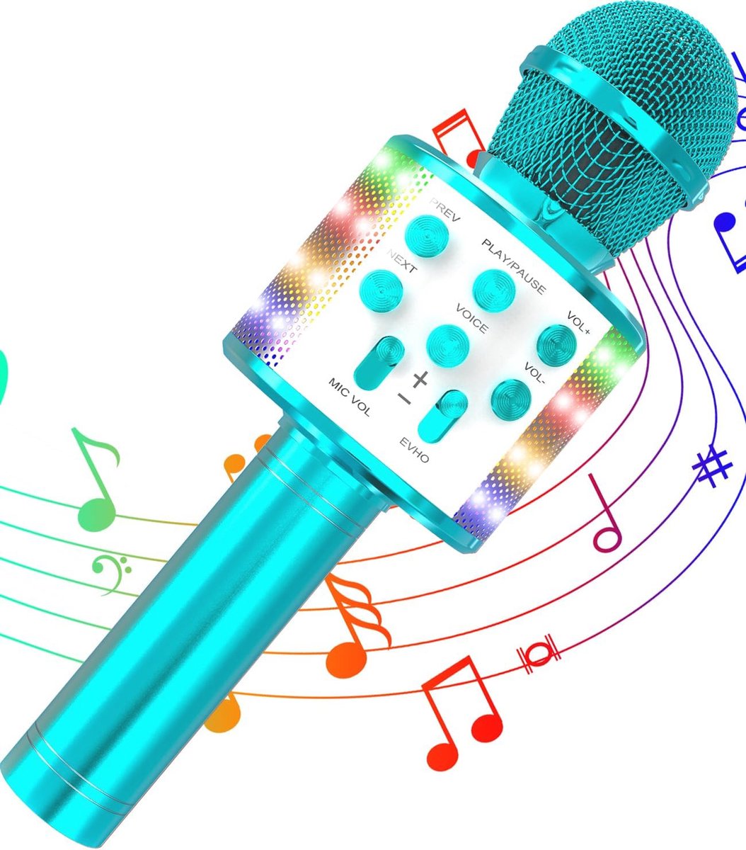 Draadloze Bluetooth Karaoke-Microfoon met LED en Luidspreker - Perfect voor Feesten, Podcasts en Als Cadeau