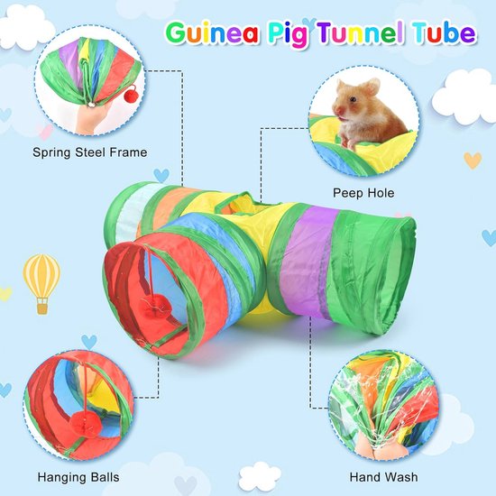 Speeltunnel voor kleine dieren - Opvouwbare kattentunnel, hamsterbuis, konijnen- en caviatunnel — afbeelding 5