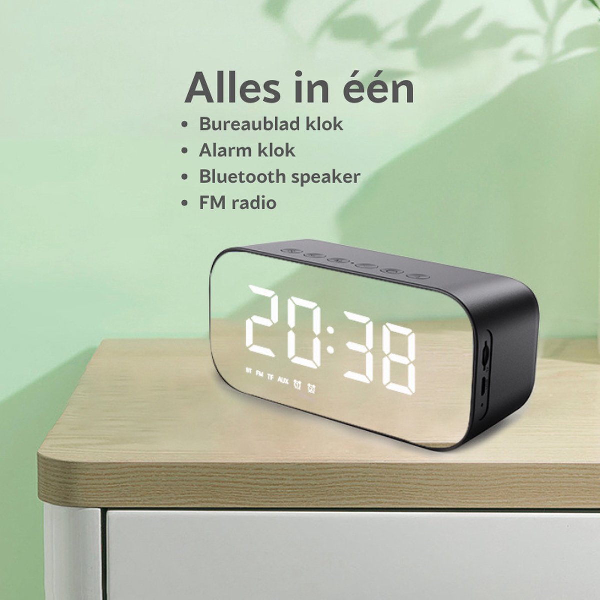AudioAffairs DR 010 Digital Radio Alarm Clock, FM Radio, Dimmable Display, Alarm Clock with Radio or Alarm Sound, Snooze Function and Automatic Sleep Function, Black, Standard