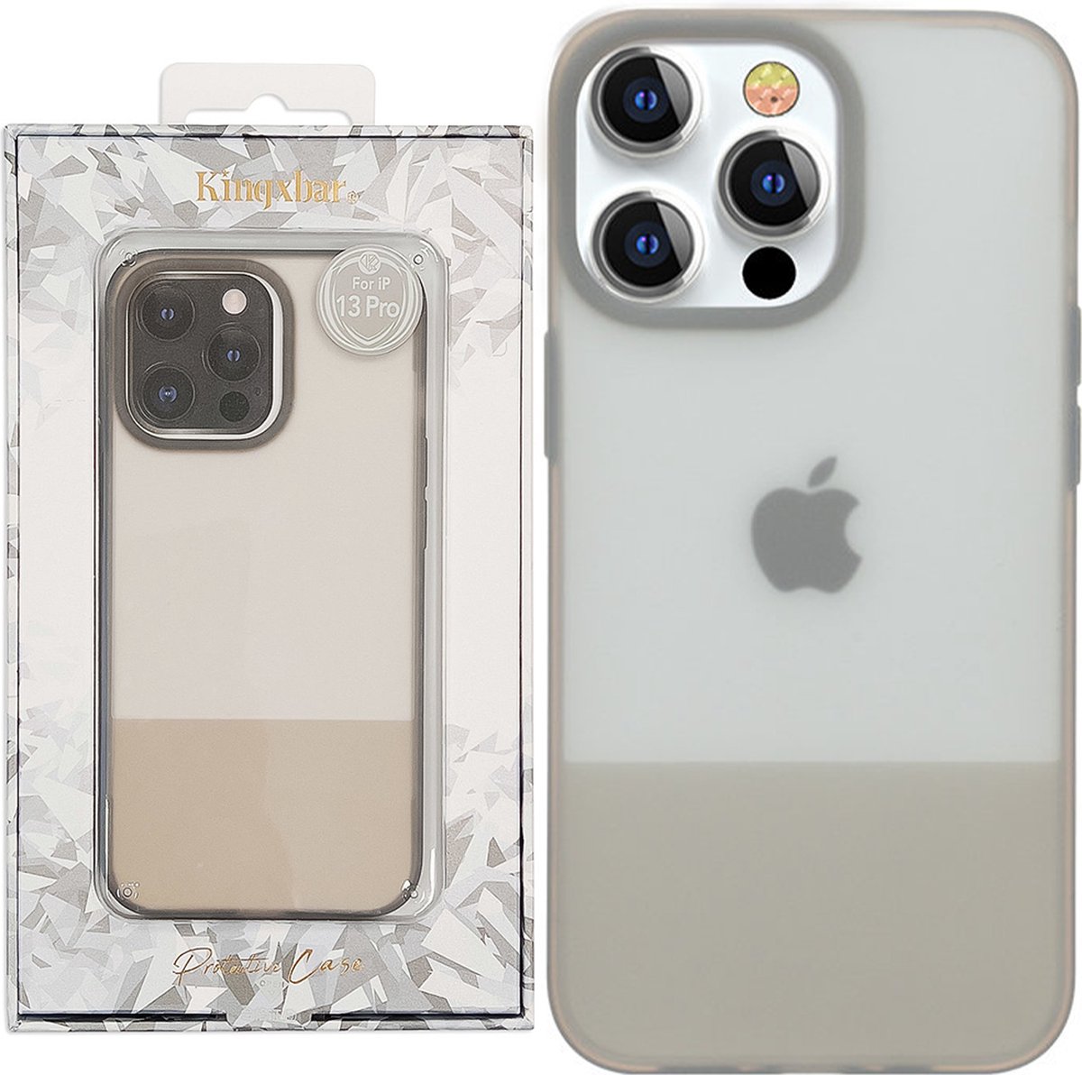Kingxbar - Plain - Series hoes voor iPhone - 13 - Pro - siliconen - hoes - grijs