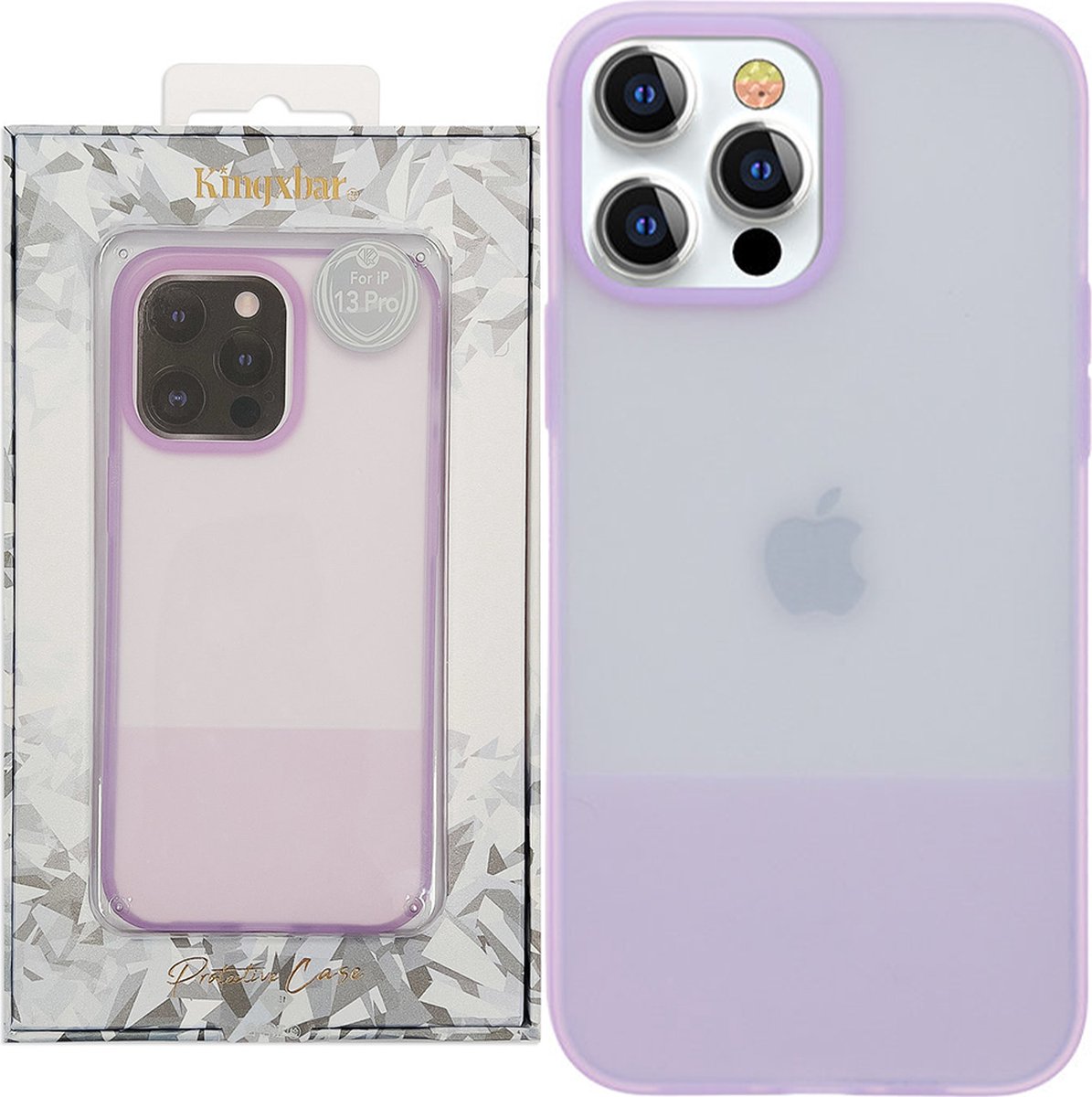 Kingxbar - Plain - Series hoesje voor iPhone - 13 - Pro - siliconen - hoesje - paars