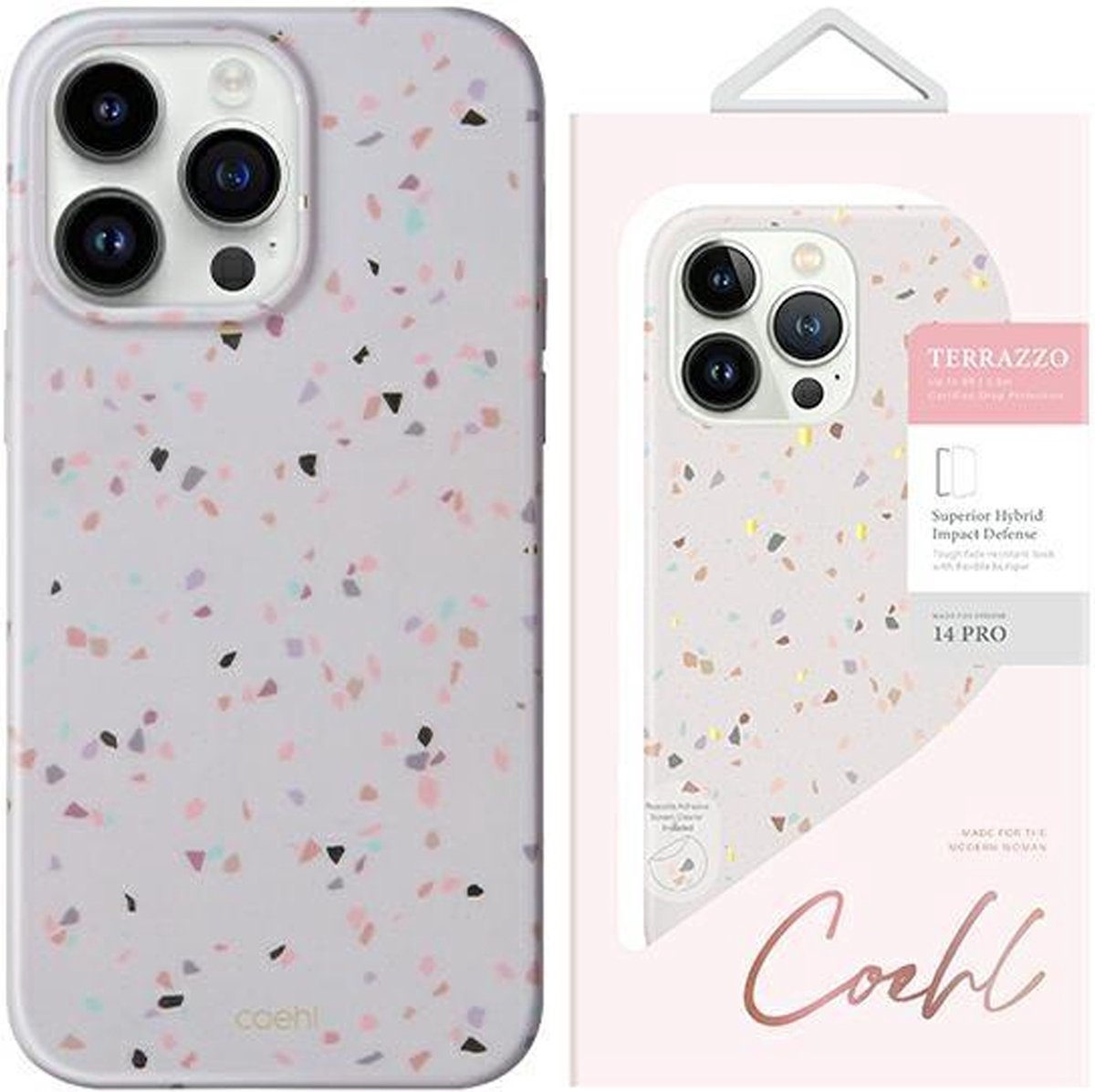 UNIQ - Coehl - Terrazzo iPhone - 14 - Pro - 6.1 - hoesje - zand/zandsteen