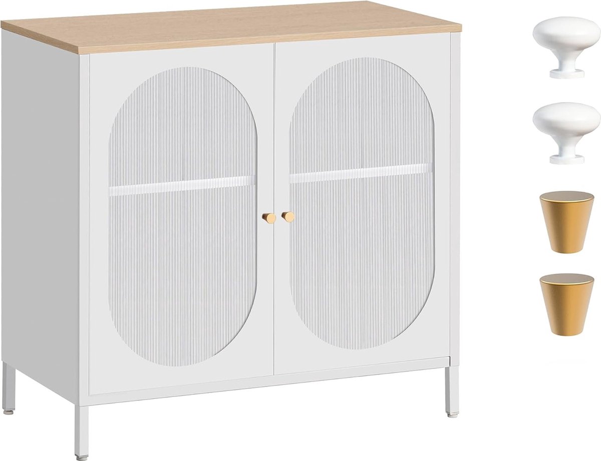 Goodivery ® Elegant en Multifunctioneel Dressoir met Verstelbare Planken en Translucente Deuren