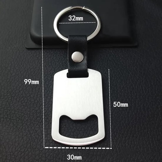 Luxe Sleutelhanger RVS - Leer - Janna