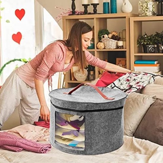 Boite A Chapeau YiQinzcxg Boîte Chapeaux Voyage Portable À Bord Rond Transparent Avec Rangement Chapeau Pliable Pour Activités Extérieures Boite Chapeau