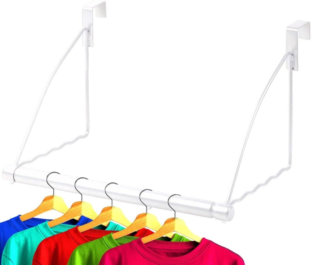 HOLDN' STORAGE About the Door Hanger, Door Rack Hangers for Clothes, Space Saving Designed for Bedroom and Bathroom, Ideal for Clothes and Towels, Drying Rack, White