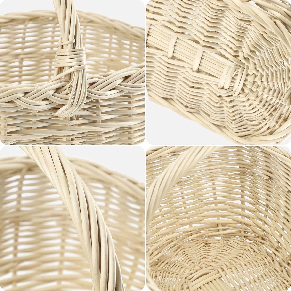KADAX Panier En Osier Ovale Robuste Avec Poignée - Pour Champignons, Shopping, Pique-Nique (Mélange, 43 X 30 X)