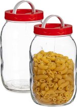 Vivalto Conserve Nourriture /récipient de conservation/pot de conservation - 2x - verre - 2 litres - bouchon à vis - transparent - 12 x 21 cm