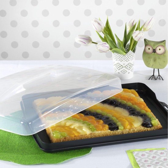 Ohuhu Taart transportbox Kastenform, Taartcontainer Rechthoekig met deksels en handgreep, Taarttransportbox voor 33 x 13 x 9,5 cm Kastentaart, Taart transportbox Hoekig, Geschenken voor Kerstmis