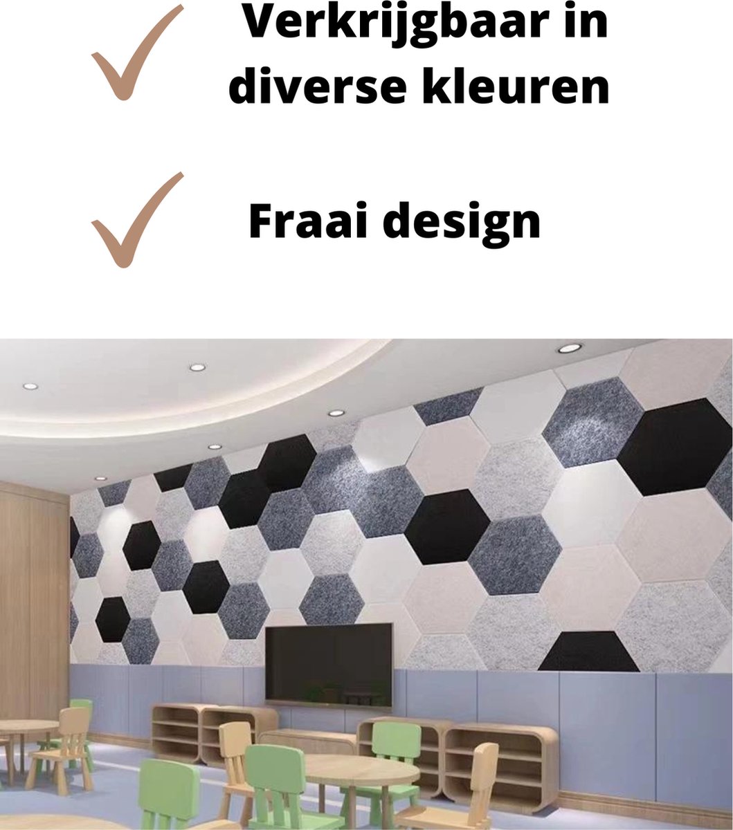 Sonuvia 24 stuks zeshoekige akoestische panelen, zelfklevend, dekt 1,4m², geluidsisolatie voor muren en deuren - 230 kg/m³, NRC 0,95, 100% polyester, ideaal voor geluidsisolatiemuren,smaragdgroen