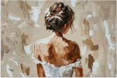 Poster 30x20 cm - Vrouw - Verf - Abstract - Beige - Modern - Posters - Kamer decoratie - Wanddecoratie woonkamer - Muurdecoratie slaapkamer