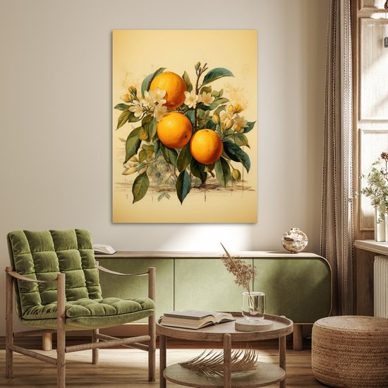 Affiche 90x120 cm - Vintage - Plantes - Oranges - Beige - Nature - Fruits - Posters - Décoration chambre - Décoration murale salon - Décoration murale chambre