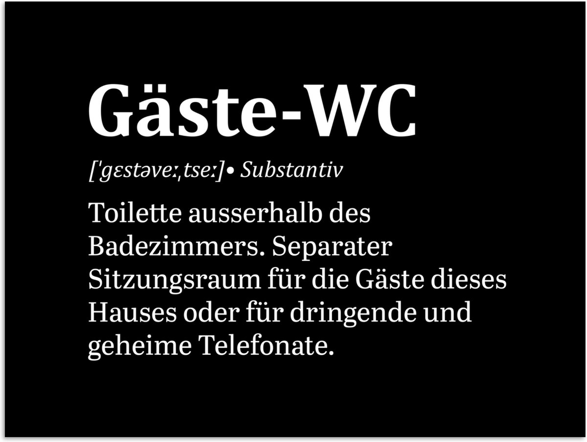 Poster 120x90 cm - Quotes - Gäste-wc - Definitie - Zwart - Spreuk - Posters - Wanddecorati