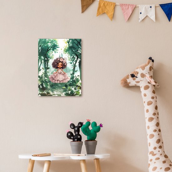 Poster 30x40 cm - Princesse - Fille - Kasteel - Contes de fées - Rose - Posters - Accessoires décoration chambre - Décoration murale chambre enfant - Décoration murale chambre bébé