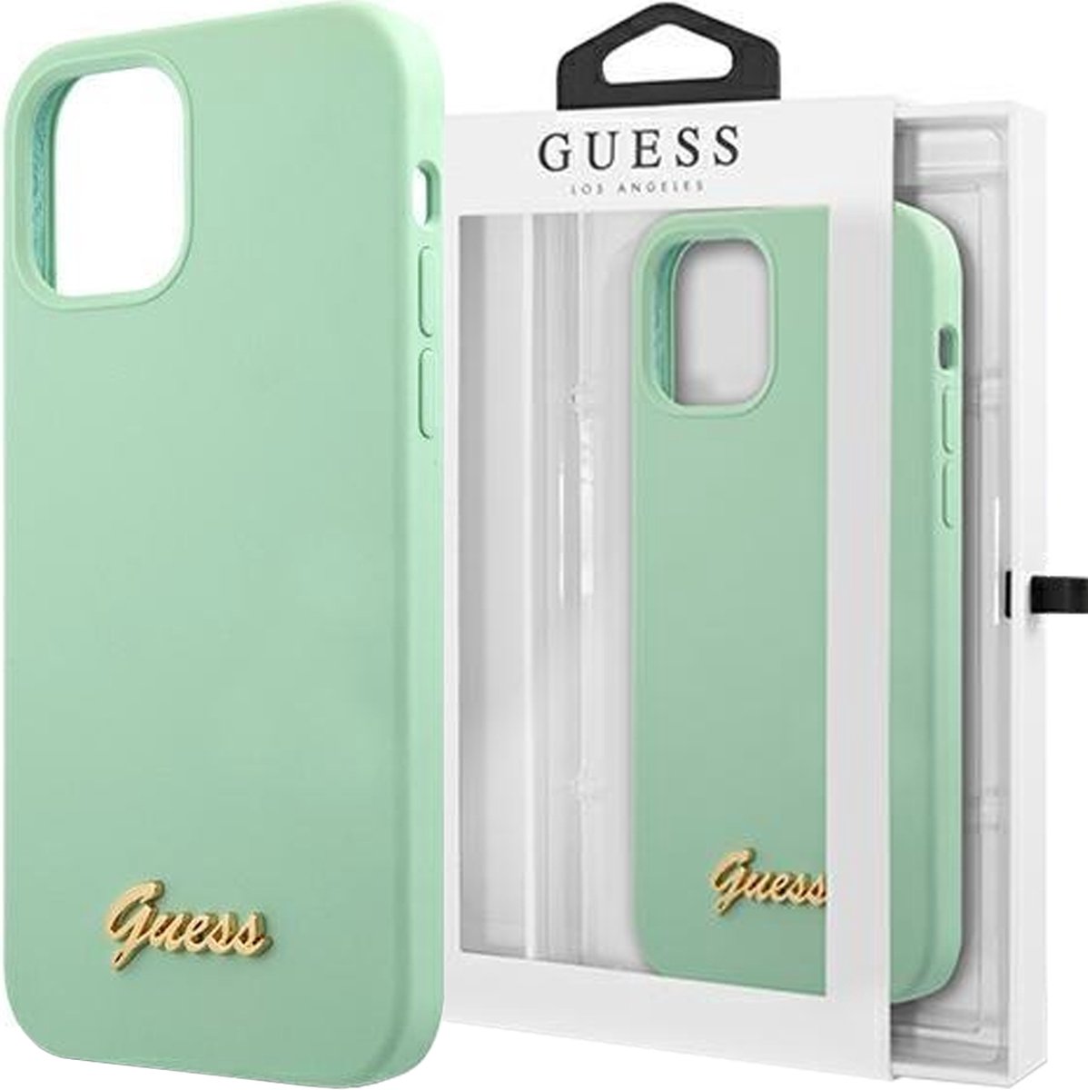Guess - GUHCP12MLSLMGGN - iPhone 12/12 Pro 6.1 groen/groen hardcase Metal Logo Script