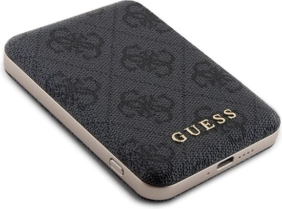 Guess - 4G - Ensemble de coques Métal Logo pour iPhone - 15 - Pro - + - 5000mAh - MagSafe - power bank - noir