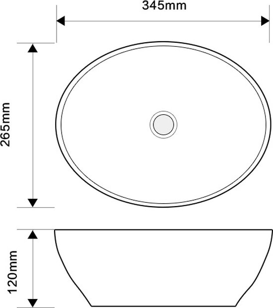 WOON-DISCOUNTER.NL - Durva 35 - Blanc brillant - Lavabo - - Céramique - Ovale - 251056