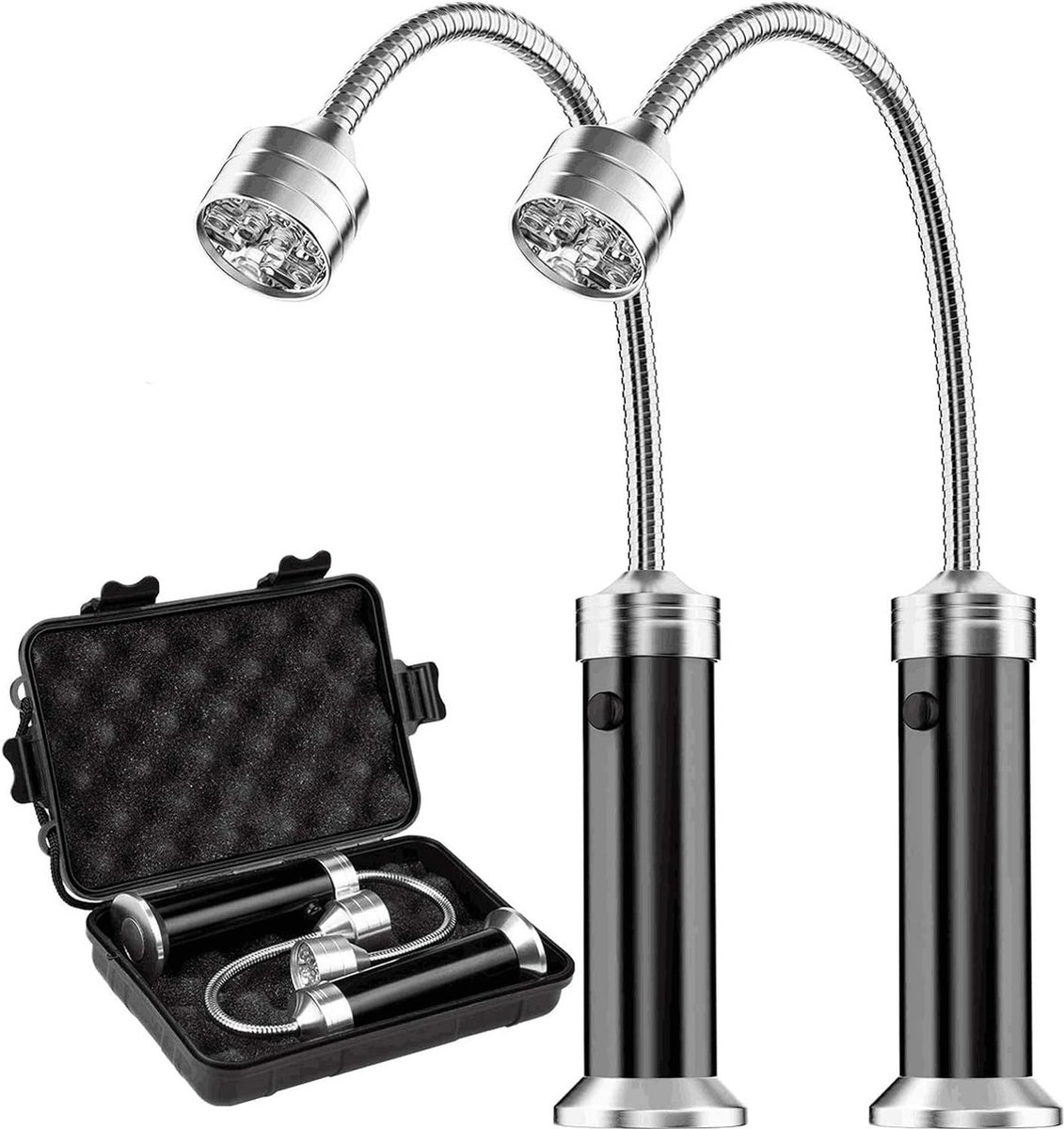Stellar BBQ lampjes - Set van 2 - Grillamp - 360° Rotatiehoek - Op Batterijen - 9 heldere LED's - Flexibele Zwanenhals - Weerbestendig