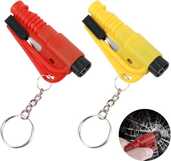 Resqme Set van 3 autoglasbrekers, sleutelhanger, veiligheidsgordelsnijder, gemaakt in de VS, zwart, blauw, geel Resqme Set van 3 autoglasbrekers, sleutelhanger, veiligheidsgordelsnijder, gemaakt in de VS, zwart, blauw, geel
