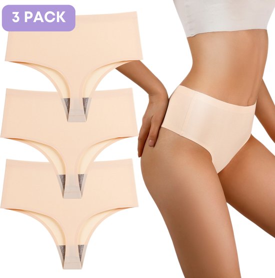 String sans couture pour Femme - Sous-vêtements sans couture femme - Taille M - Beige - Set de 3 - Ultra doux - Sous-vêtements sans couture femme - Sous-vêtements sans couture femme - String invisible - String sans couture